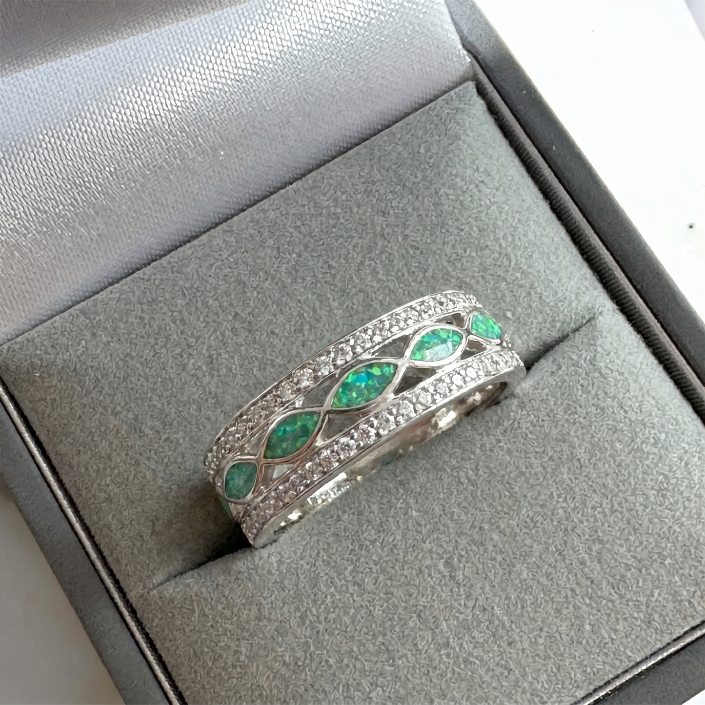 Ladies Silver Forever Remembered CZ Half Channel Ring