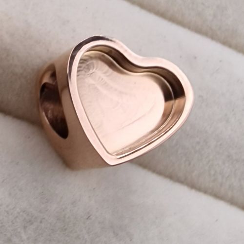 Rose Gold Stainless Steel Heart Charm