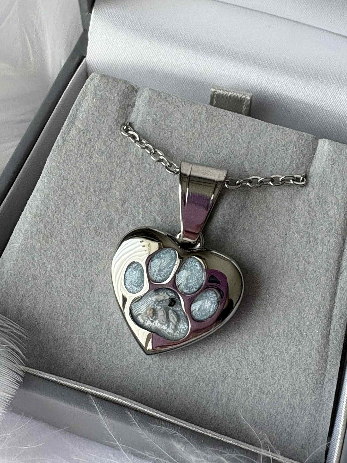 Pawprinted Heart Stainless Steel Pendant