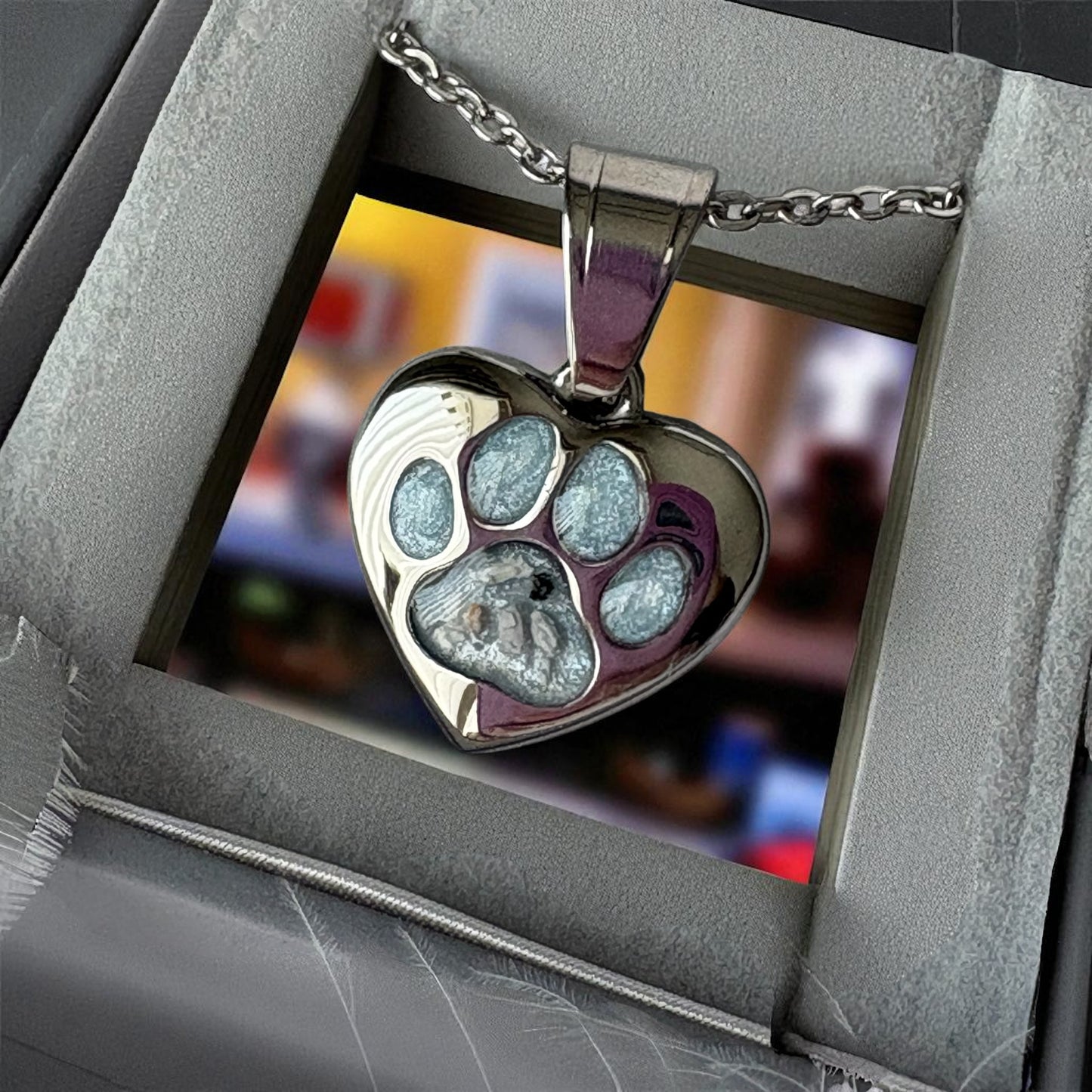 Pawprinted Heart Stainless Steel Pendant
