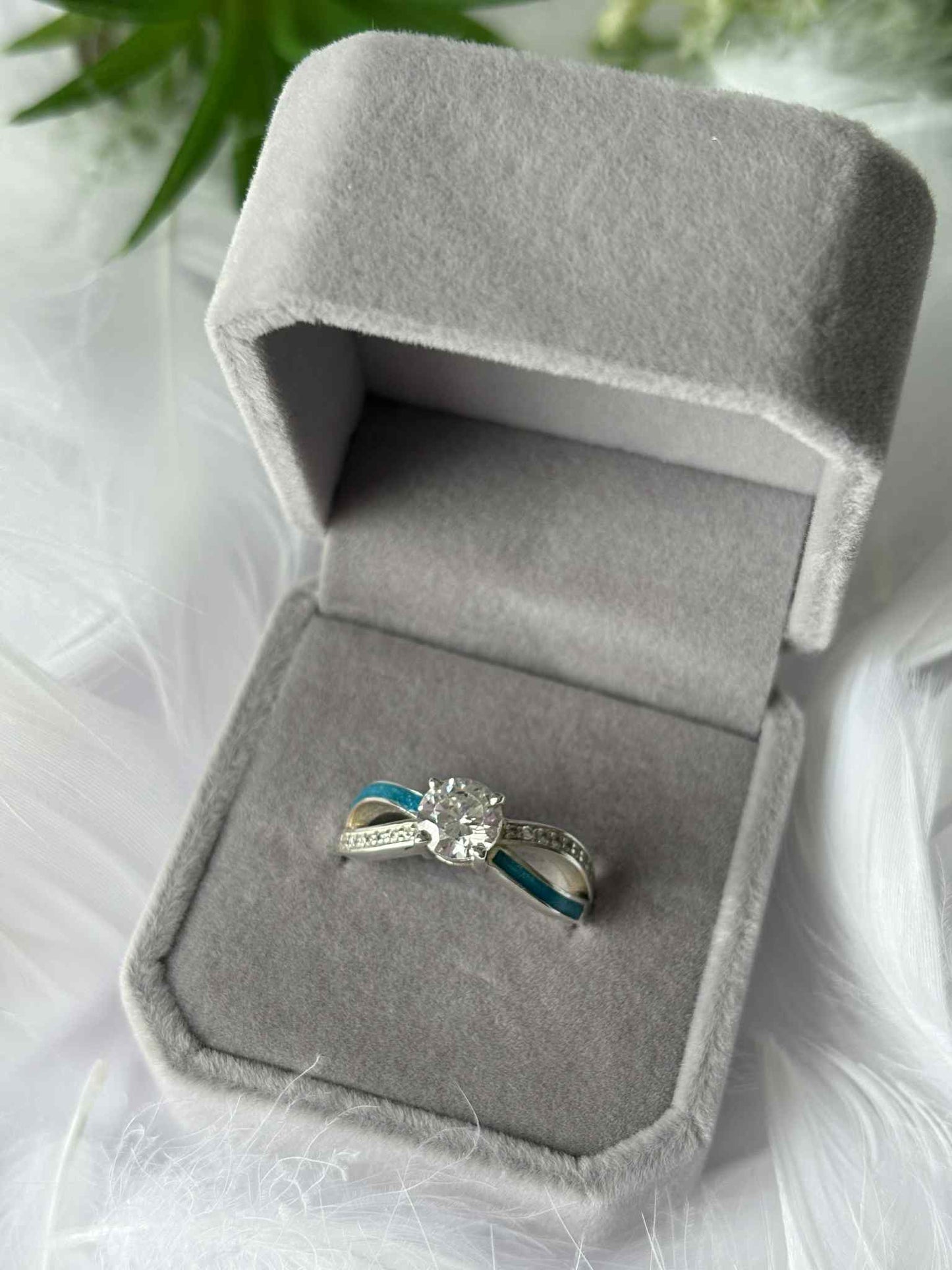 Solitaire Cross Band Ring