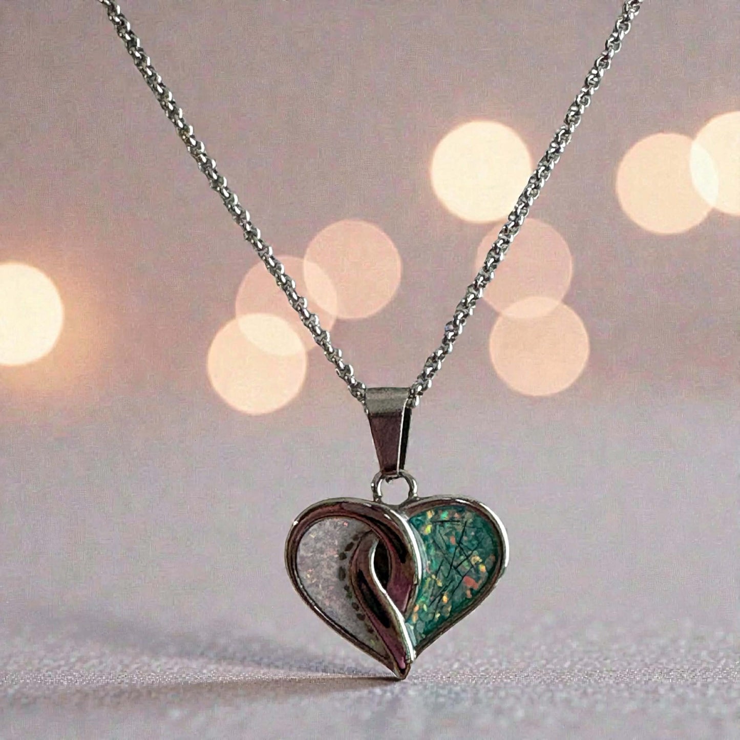 Crossover Heart Stainless Steel Pendant, suitable for 2 sets of ashes.