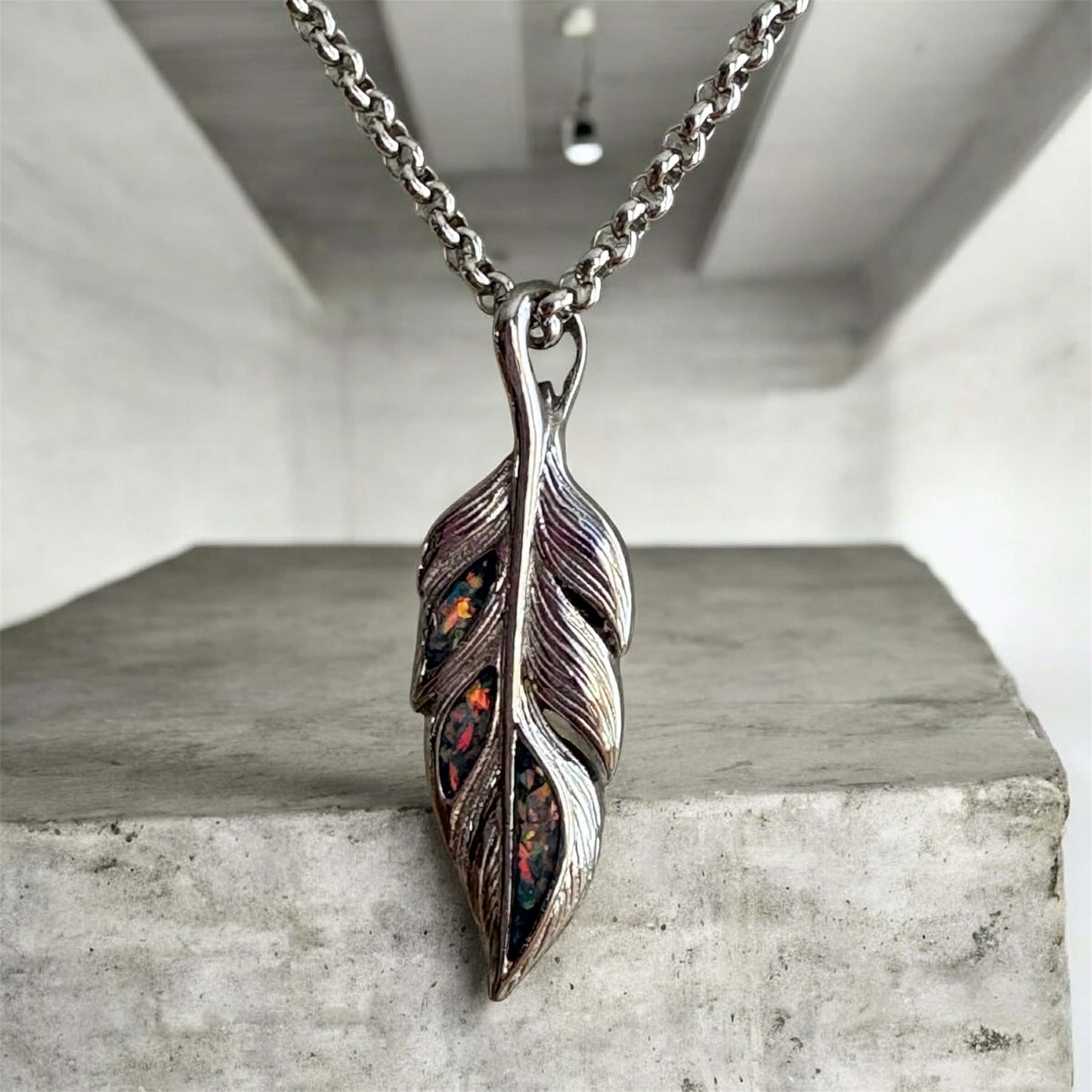 Whispering Feather Stainless Steel Pendant