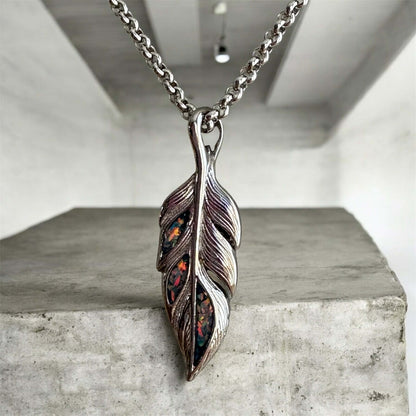 Whispering Feather Stainless Steel Pendant
