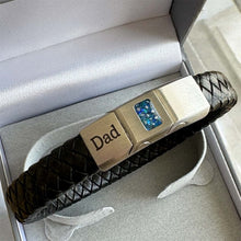 Mens Leather/Stainless Steel Bracelet