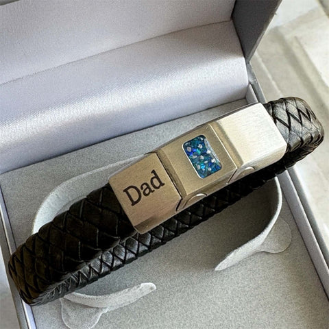 Mens Leather/Stainless Steel Bracelet