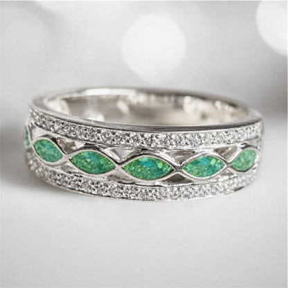 Ladies Silver Forever Remembered CZ Half Channel Ring