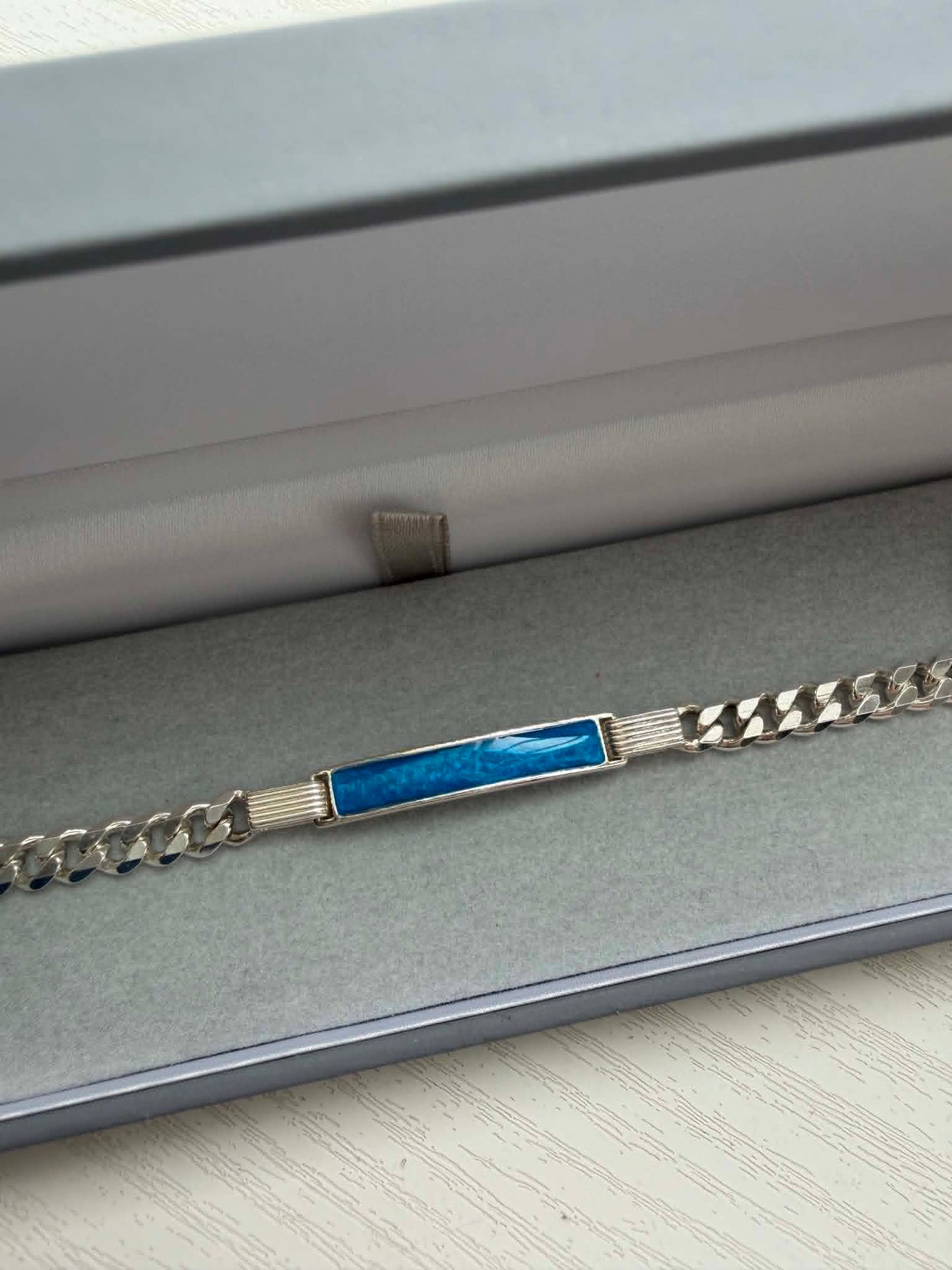 Mens Solid Silver Curb Bracelet (Engraveable)