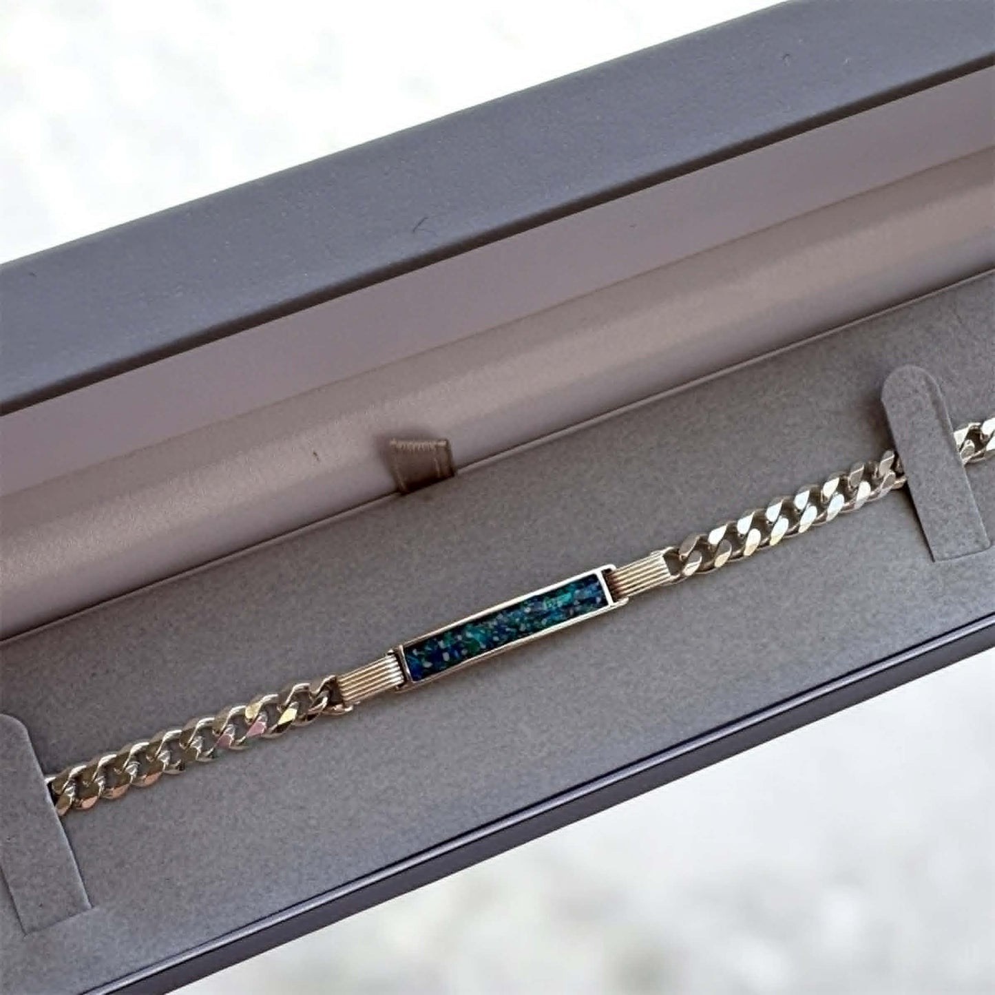 Mens Solid Silver Curb Bracelet (Engraveable)