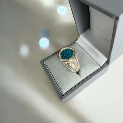 Mens Heavy Solid Silver Eternal Strength Signet Ring
