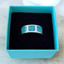 Mens Triple Square Solid Silver Channel Ring, suitable for up to 3 sets of ashes.