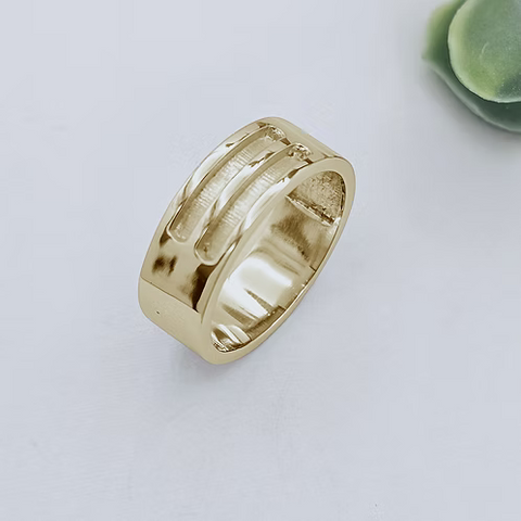 9ct Gold 7mm Half Channel Ring