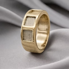 9ct Gold Heavy Triple Square Mens Channel Ring