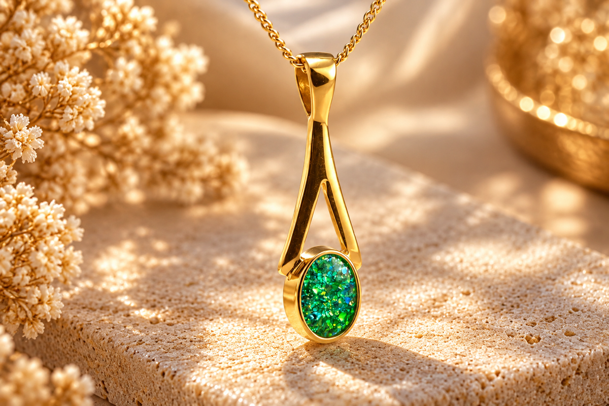 Solid 9ct Gold Oval Drop