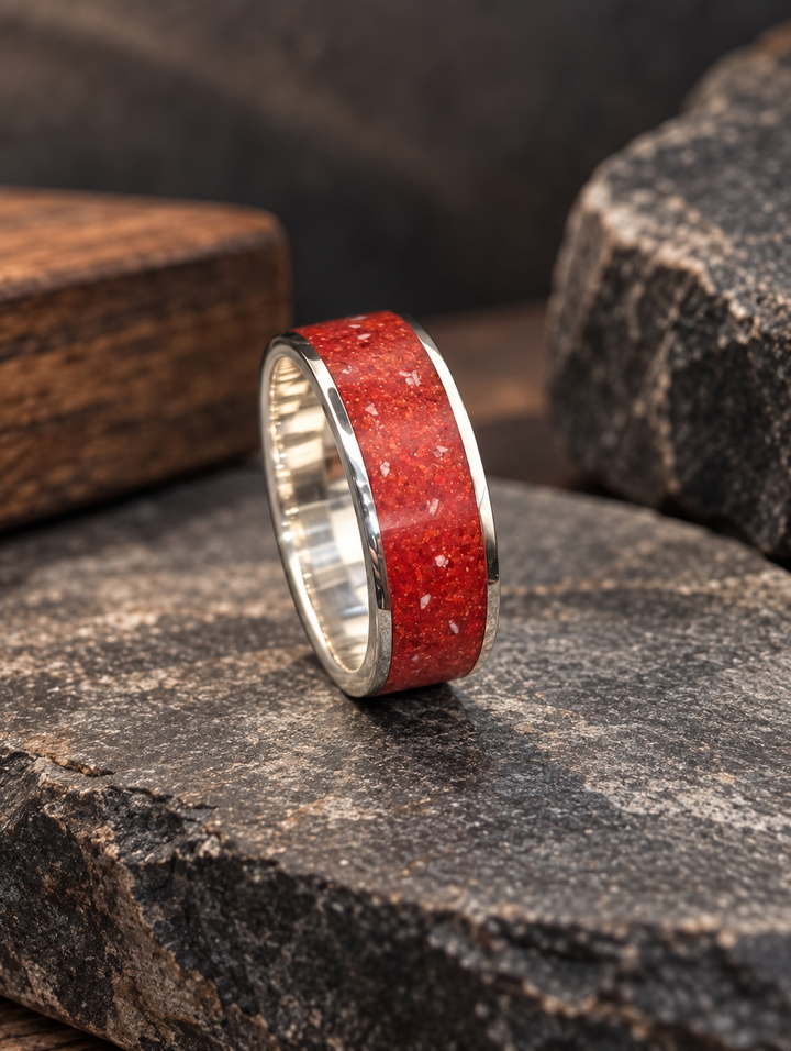 Mens Silent Bond Solid Silver Channel Ring