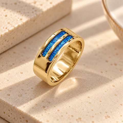 9ct Gold 7mm Half Channel Ring