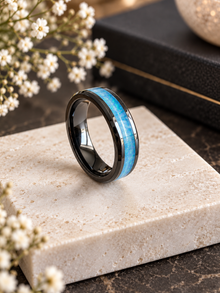 Black Ceramic Channel Ring