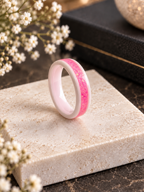 White Ceramic Channel Ring