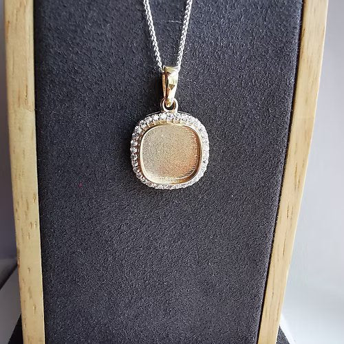 9ct Gold Cushion Halo Necklace