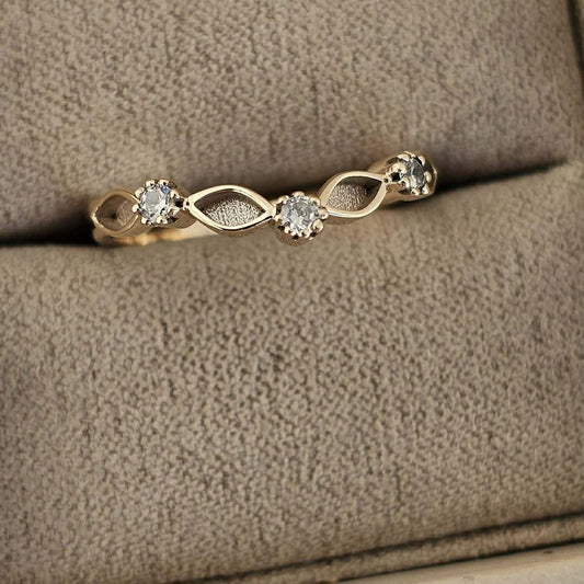 9ct Gold Half Wishbone Marquise Eternity Ring