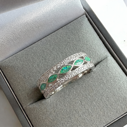 Ladies Silver Forever Remembered CZ Half Channel Ring