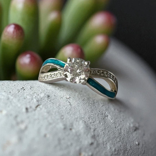Solitaire Cross Band Ring