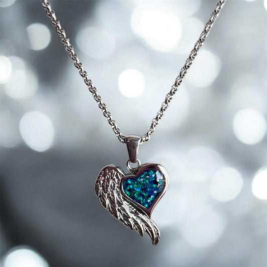 Angel Wing Heart Stainless Steel Pendant