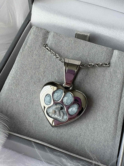 Pawprinted Heart Stainless Steel Pendant