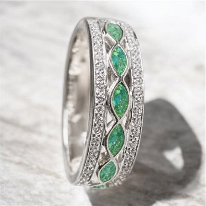 Ladies Silver Forever Remembered CZ Half Channel Ring