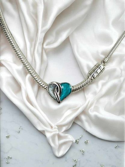Crossover Heart Stainless Steel Charm