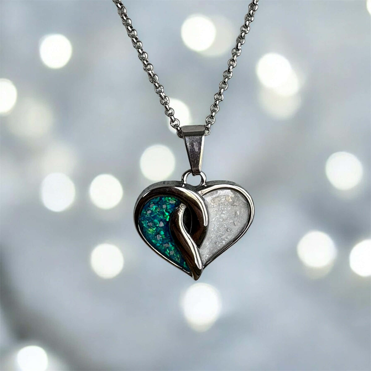 Crossover Heart Stainless Steel Pendant, suitable for 2 sets of ashes.