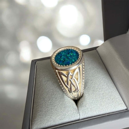 Mens Heavy Solid Silver Eternal Strength Signet Ring