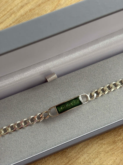 Mens Solid Silver Chunky Curb Bracelet (Engraveable)