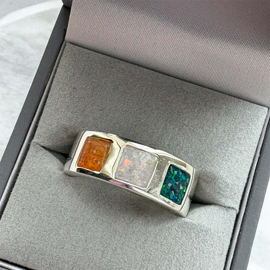 Mens Triple Square Channel Ring, suitable for up to 3 sets of ashes.