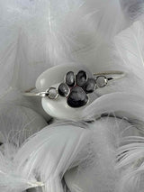 Solid Silver Pawprint Bangle