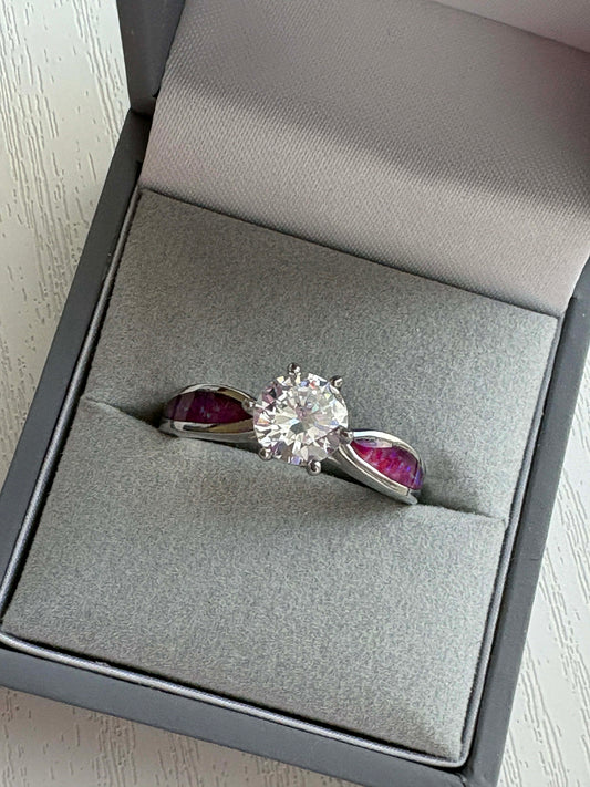 Forever Yours Stainless Steel Solitaire Ring, suitable for 2 sets of ashes.