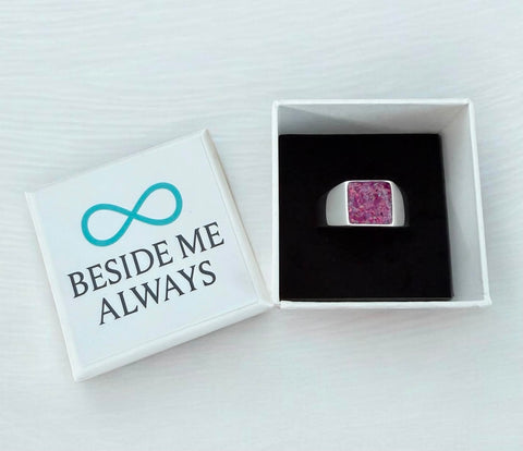 Mens Solid Silver Square Heritage Ring