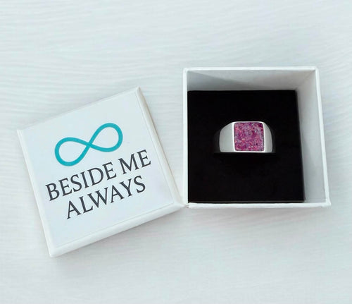 Mens Solid Silver Square Heritage Ring