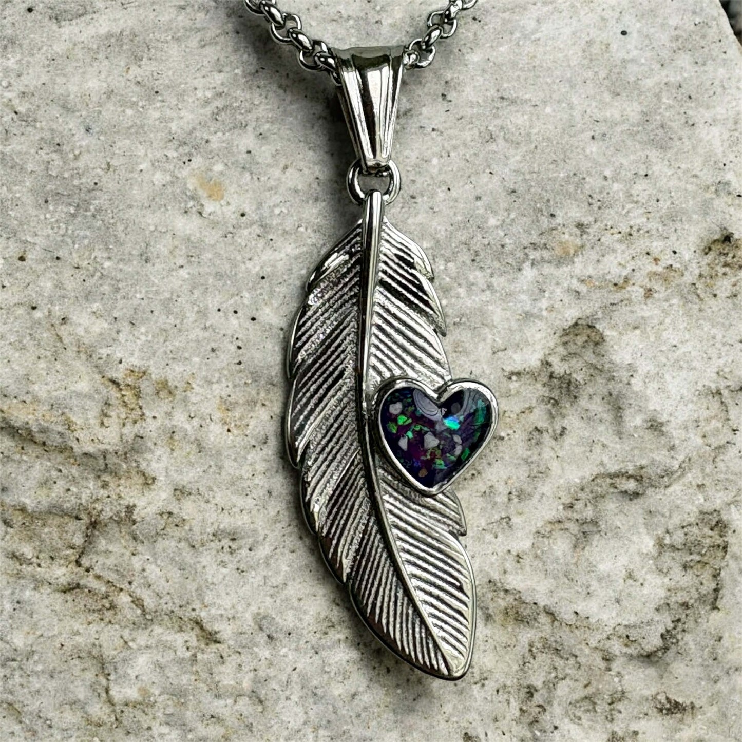 Feather of Love Stainless Steel Pendant