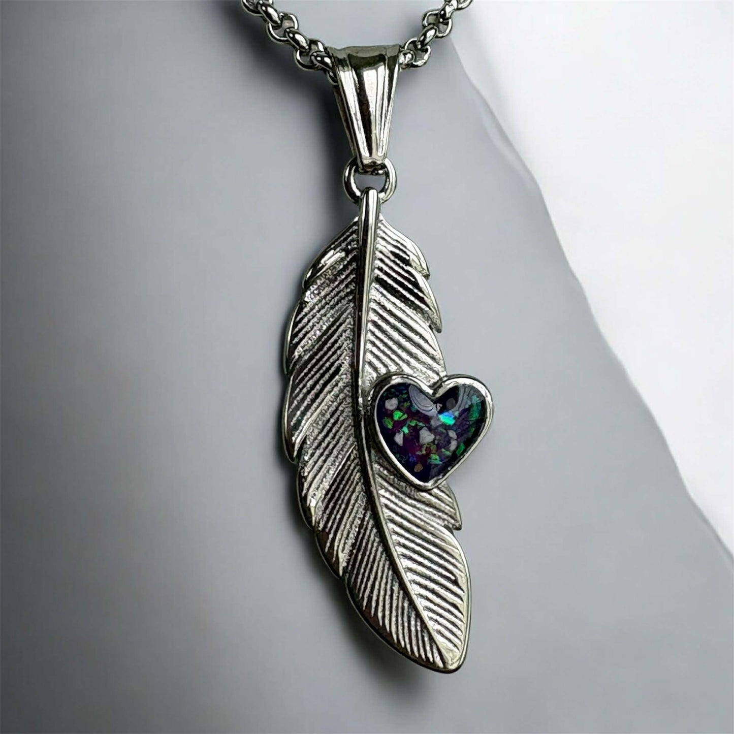Feather of Love Stainless Steel Pendant