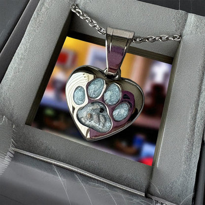 Pawprinted Heart Stainless Steel Pendant