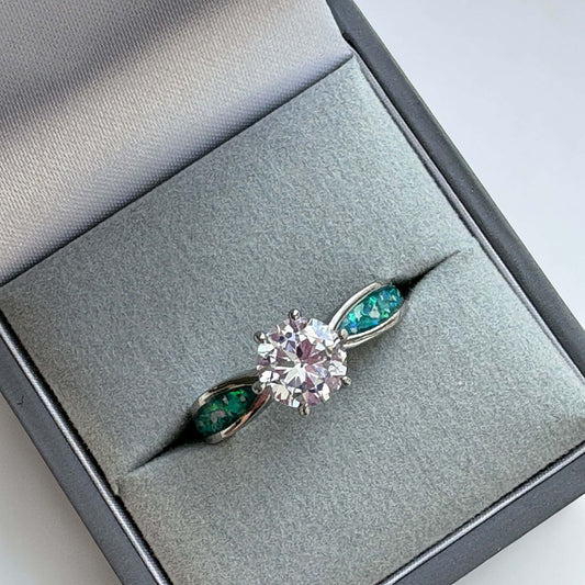 Forever Yours Stainless Steel Solitaire Ring, suitable for 2 sets of ashes.