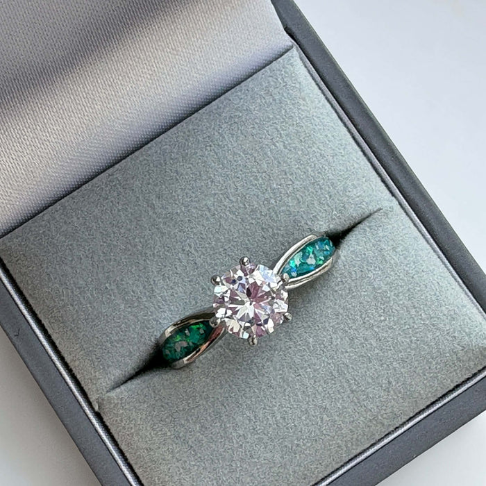 Forever Yours Stainless Steel Solitaire Ring, suitable for 2 sets of ashes.